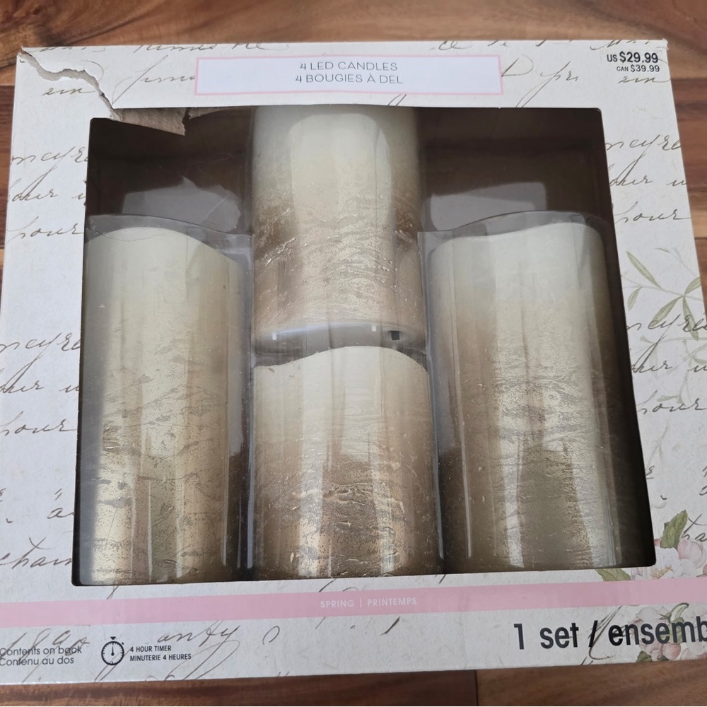Gold LED Candles Set